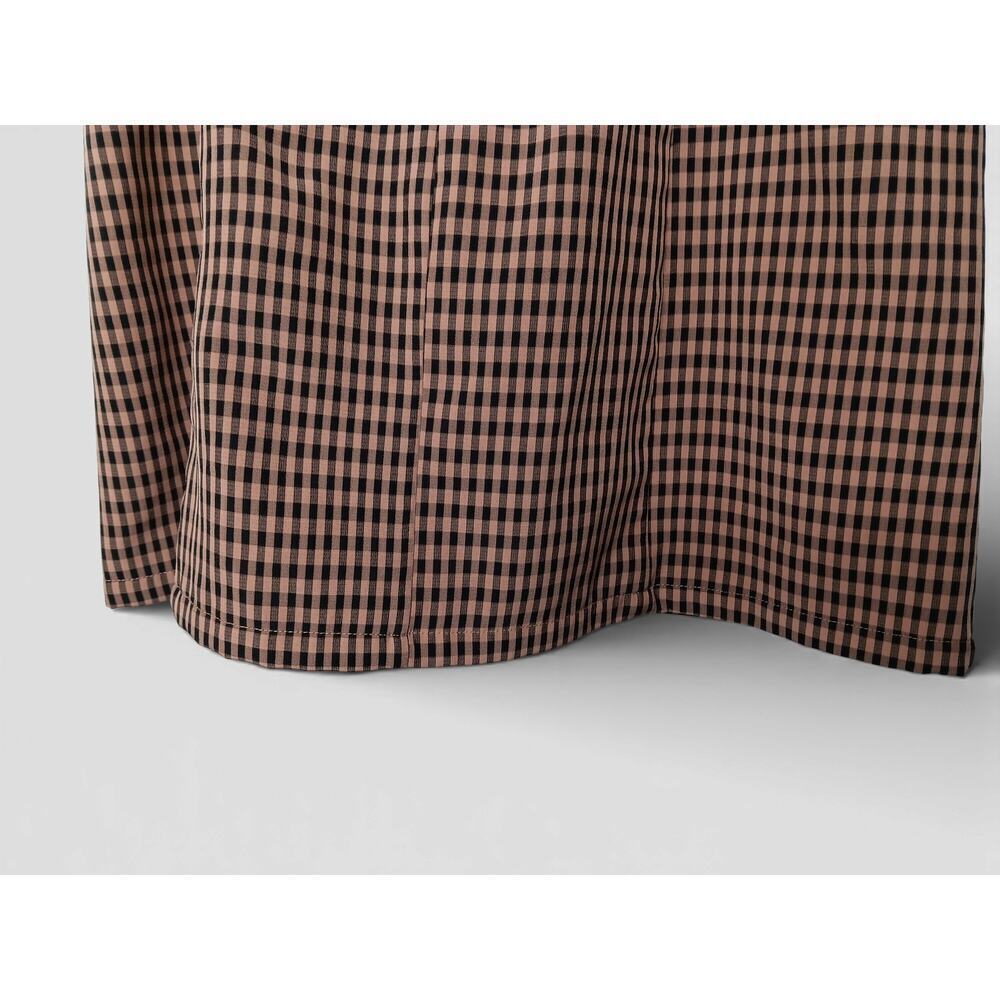 Capulet Brown Black Gingham Puff Sleeve Square Neck Puff Sleeve Dress Size M - Picture 10 of 14